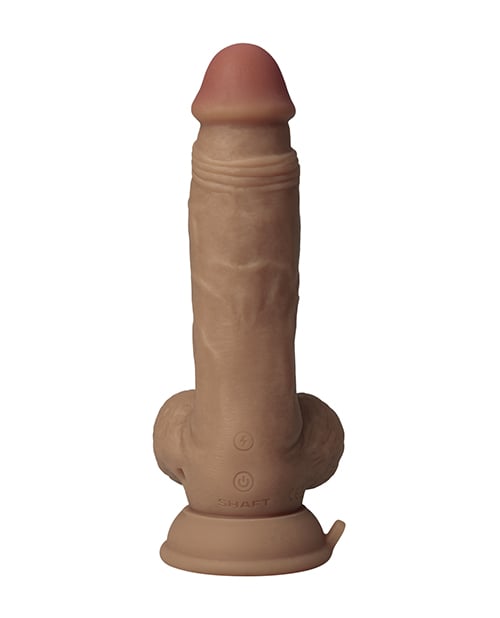 Shaft - Flexskin Liquid Silicone Vibrating Dildo with Balls - Brown / 19.1 cm