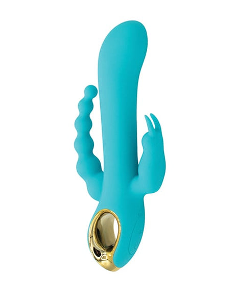 Natalie's Toy Box - Mighty Magic 3-in-1 Rabbit & Anal Beads Vibrator (Blue) - Blue