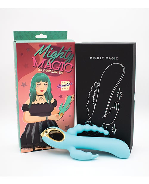 Natalie's Toy Box - Mighty Magic 3-in-1 Rabbit & Anal Beads Vibrator (Blue) - Blue