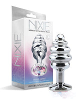 Nixie - Honey Dipper Ribbed Metal Jeweled Anal Plug (Rainbow) - Multi Colour / Large