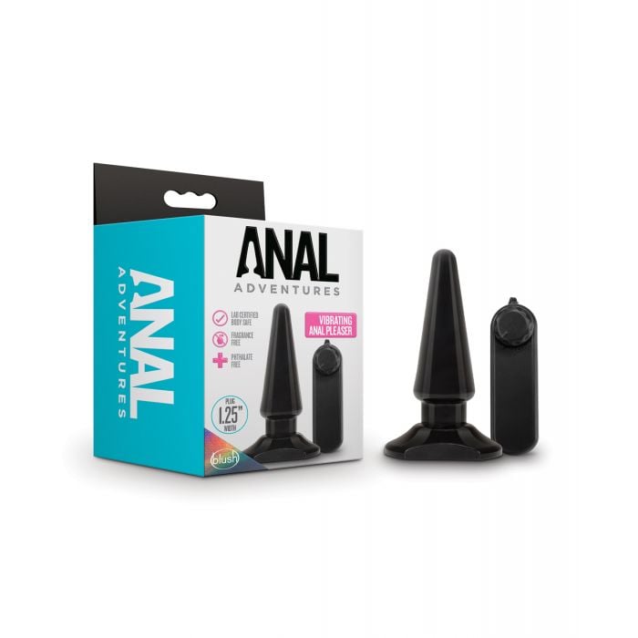 Blush Novelties - Anal Adventures Basic Vibrating Anal Plug (Black) - Black