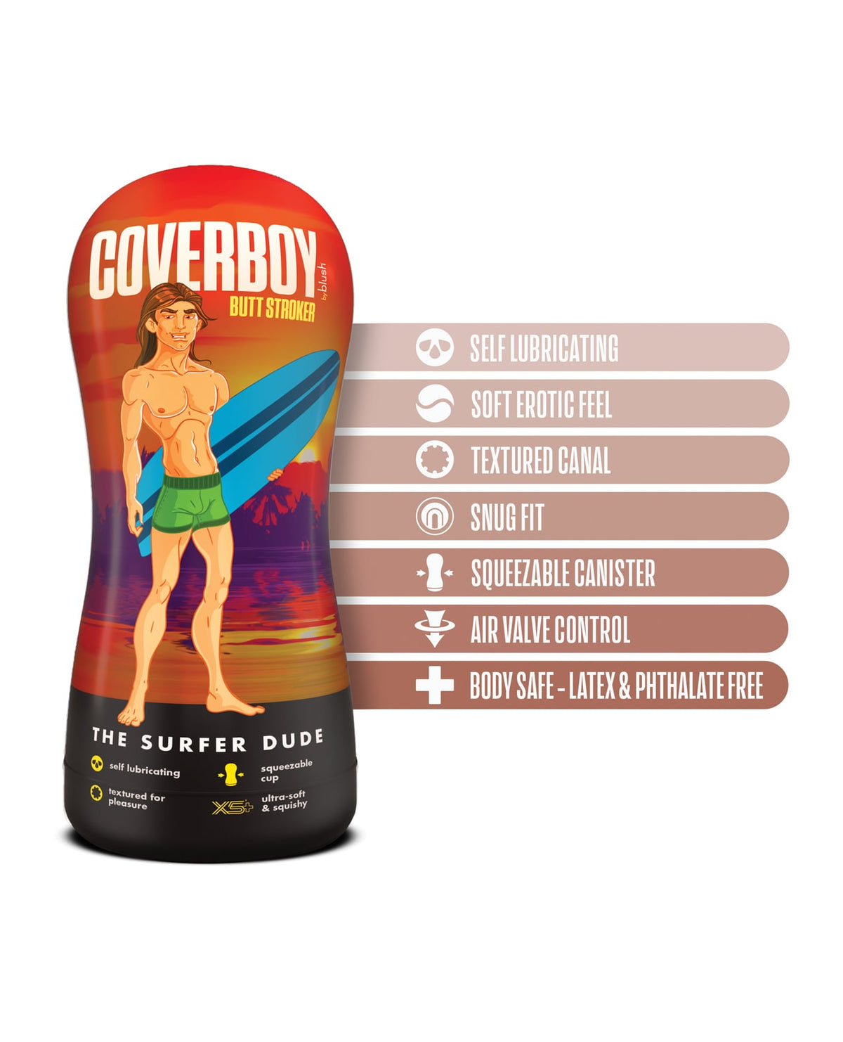 Blush Novelties - Coverboy The Surfer Dude Realistic Male Masturbator (Beige) - Beige