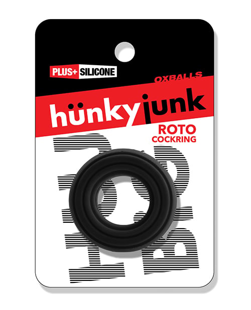 Hunky Junk - Roto Silicone Cock Ring (Black) - Black