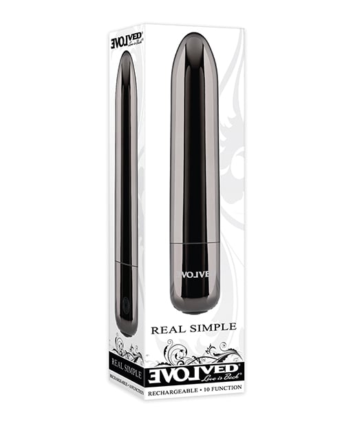 Evolved - Real Simple 可充電子彈型按摩器（黑鉻色）