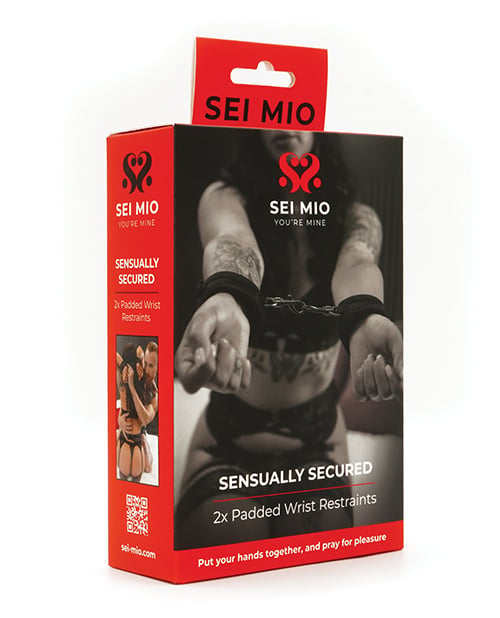 Sei Mio - Sensually Secured Velvet Handcuffs (Black) - Black