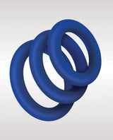 Zolo - Extra-Thick Silicone Cock Ring Set of 3 (Blue) - Blue