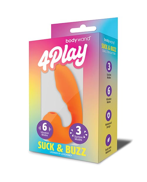 Bodywand - 4 Play Suck & Buzz Clitoral Vibrator (Orange) - Orange