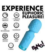XR Brands - Bang! Mini Rechargeable Wand Massager (Blue) - Blue