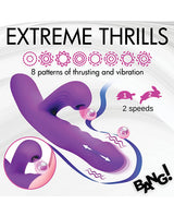 XR Brands - Bang! Thrusting & Sucking Rabbit Vibrator (Purple) - Purple