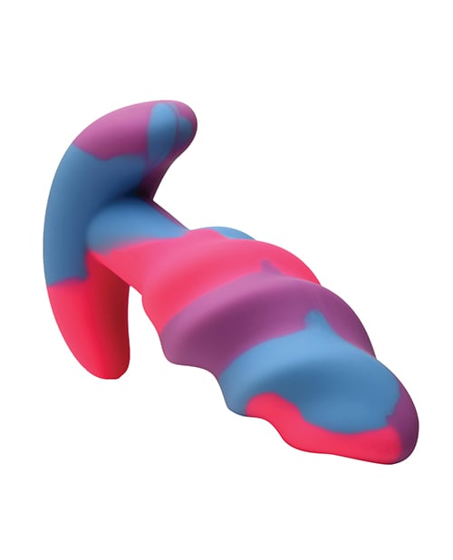 XR Brands - Creature Cocks Unicorn Swirl Silicone Anal Plug (Purple) - Purple / Small