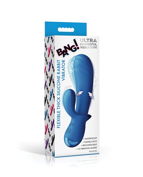 XR Brands - Bang! BG Thick Silicone Rabbit Vibrator (Blue) - Blue