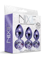 Nixie - Metal Jeweled Anal Plug Training Set (Metallic Purple) - Metallic Purple