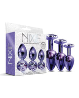 Nixie - Metal Jeweled Anal Plug Training Set (Metallic Purple) - Metallic Purple