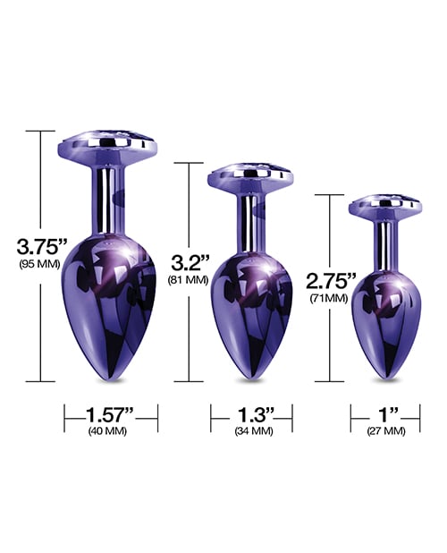 Nixie - Metal Jeweled Anal Plug Training Set (Metallic Purple) - Metallic Purple