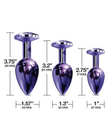 Nixie - Metal Jeweled Anal Plug Training Set (Metallic Purple) - Metallic Purple