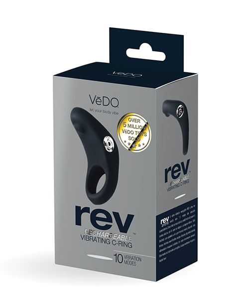 VeDO - Rev Rechargeable Vibrating Cock Ring (Black) - Black