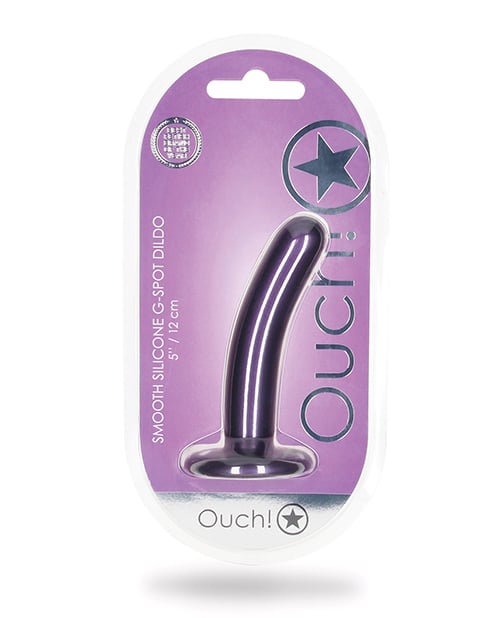 Shots - Ouch 12.7 cm Smooth G-Spot Dildo (Metallic Purple) - Metallic Purple / 12.7 cm