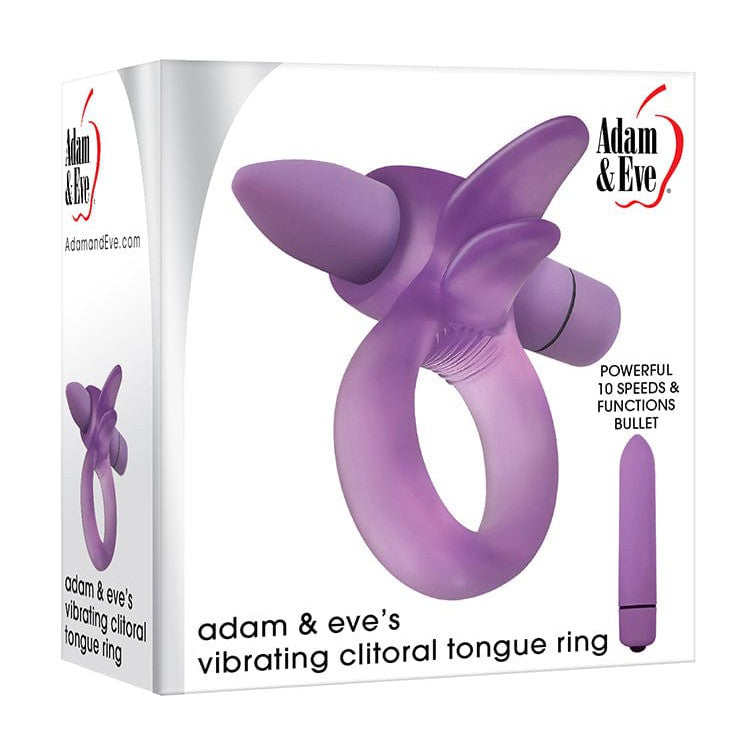 Adam & Eve - Vibrating Clitoral Tongue Cock Ring (Purple)    Rubber Cock Ring (Vibration) Non Rechargeable