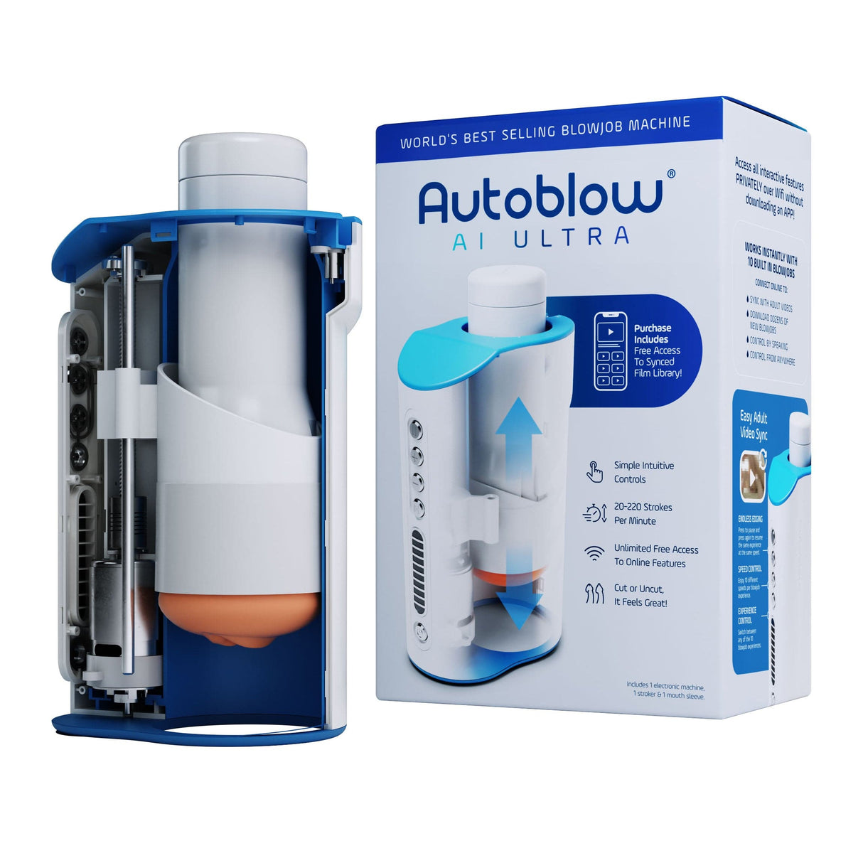 Autoblow -  AI Ultra Machine Hands Free Masturbator (White) AB1025 CherryAffairs