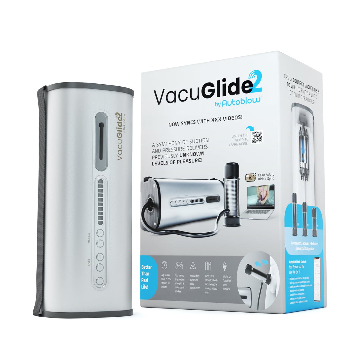 Autoblow - Vacuglide 2 by Autoblow: Suction-Aided Milking Machine (Silver) AB1033 CherryAffairs