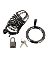 Blue Line - Deluxe Metal Chastity Cage (Black) – product view 4
