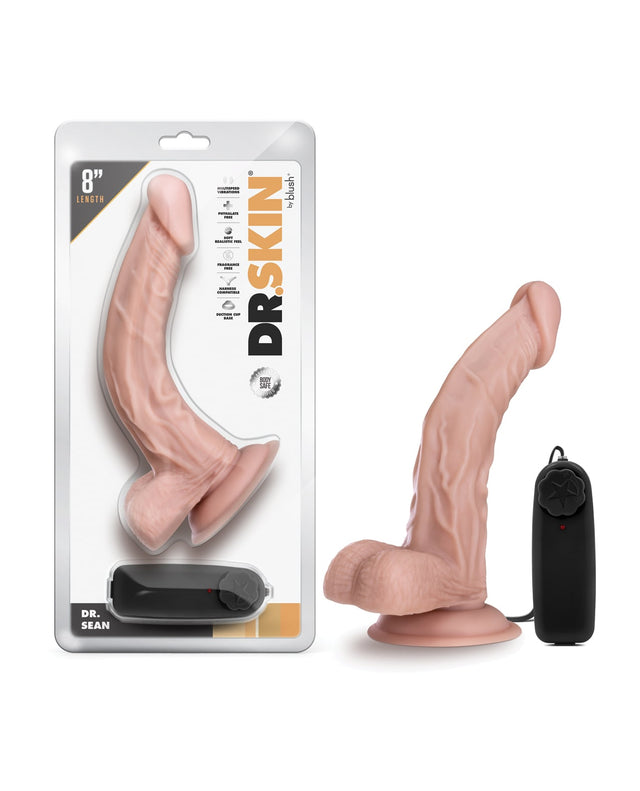 Blush Novelties - Dr Skin Dr Sean Curved Vibrating Suction Cup Dildo (Beige) – product image