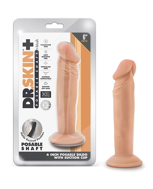 Blush Novelties - Dr Skin Plus Triple Density Posable Suction Dildo (Beige) – product image