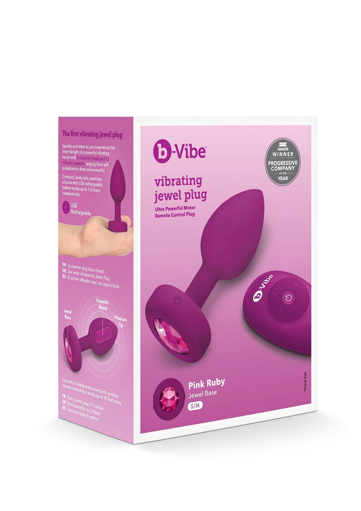 B-Vibe - Rechargeable Vibrating Jewel Anal Plug S/M (Pink) – product view 2