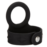 CalExotics - Silicone Tri-Snap Scrotum Support Cock Ring (Black) – product view 6
