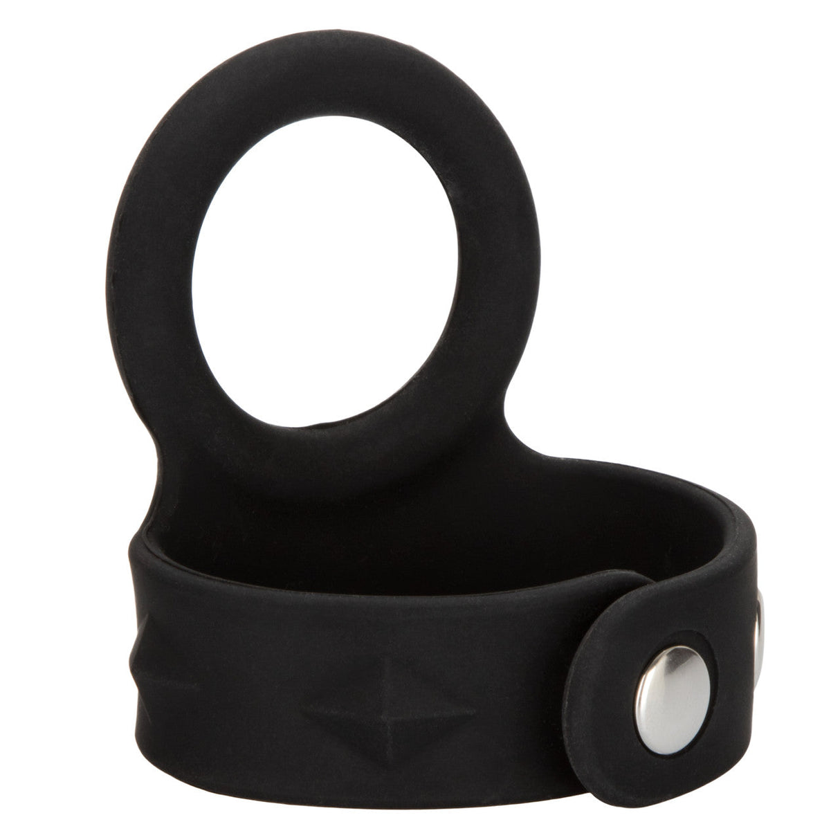 CalExotics - Silicone Tri-Snap Scrotum Support Cock Ring (Black) – product view 8