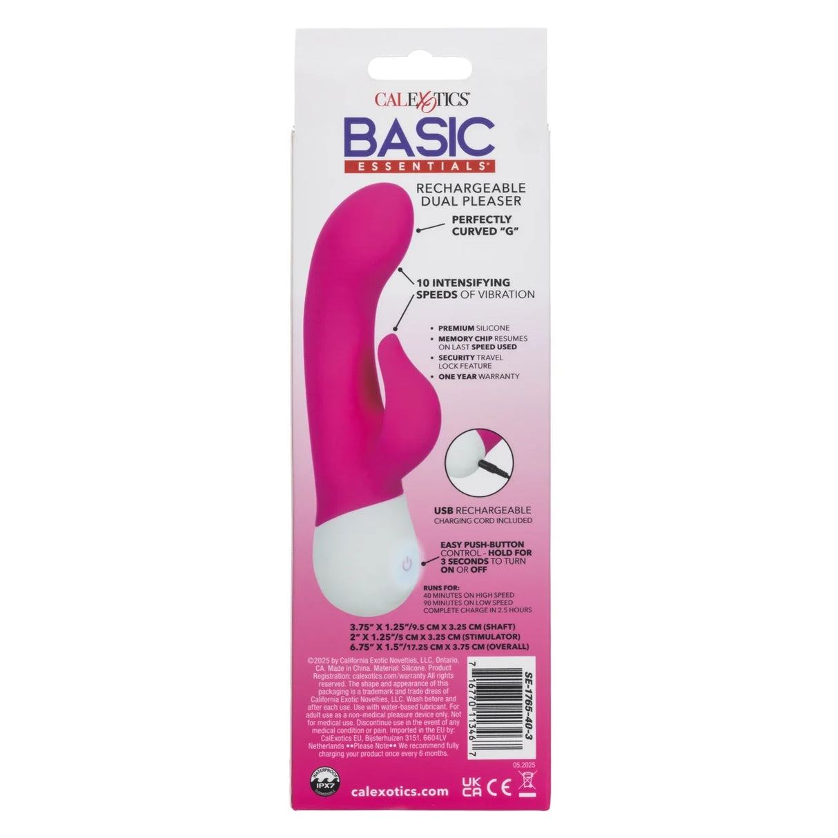 CalExotics - Basic Essentials Rechargeable Dual Pleaser (Pink) – product view 5