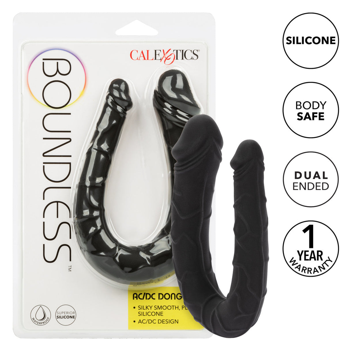 CalExotics - Boundless AC/DC Flexible Double Ended Silicone Dildo (Black) – product view 7
