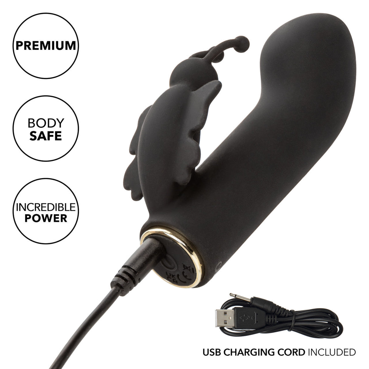 CalExotics - Raven Butterfly Rechargeable Mini Dual Vibrator (Black) – product view 8