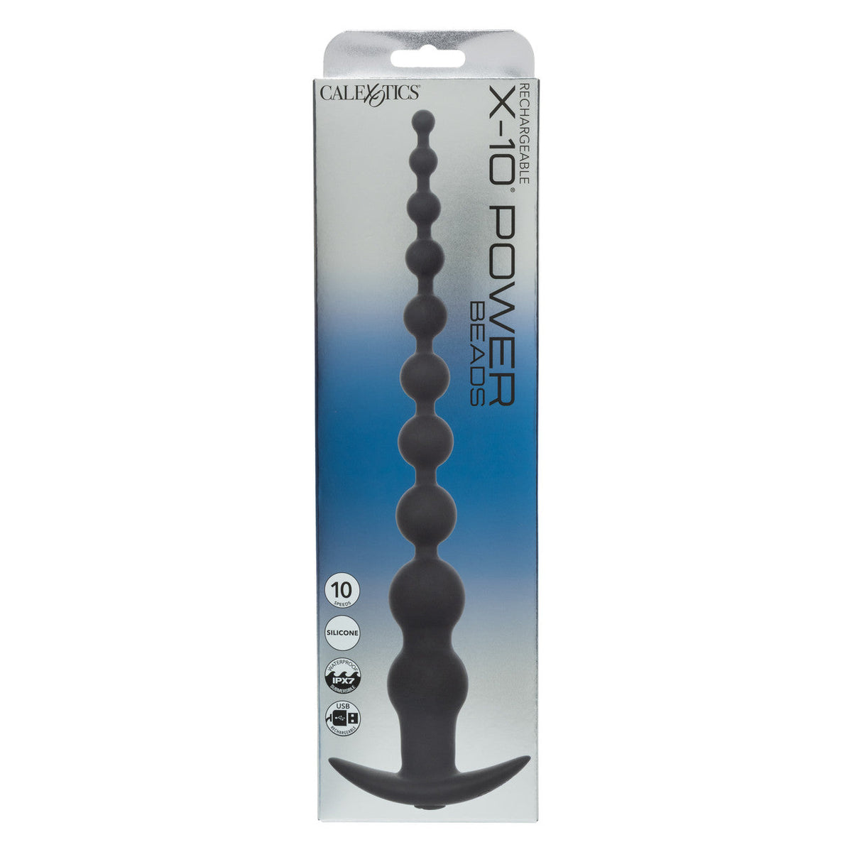 CalExotics - Rechargeable X-10 Extended Vibrating Anal Beads (Black) – product view 4