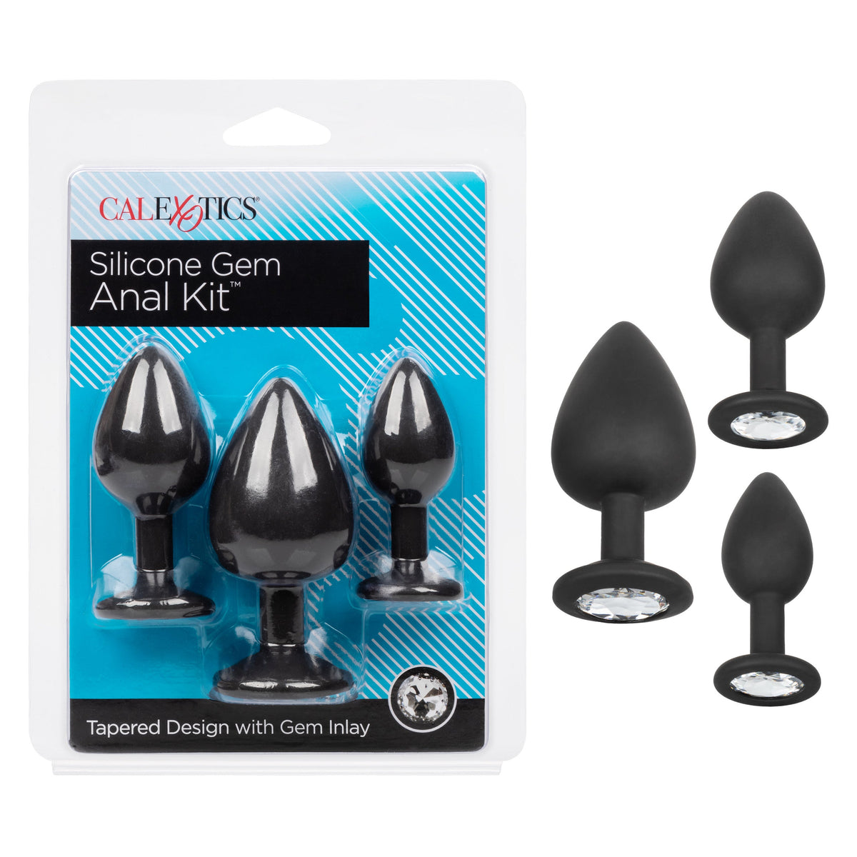 CalExotics - Silicone Gem Graduated Anal Plug Kit (Black) – product view 16