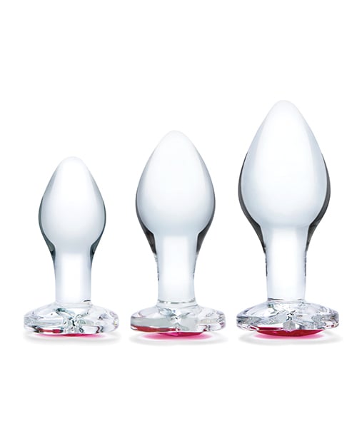 Glas - Heart Jewel Three Piece Glass Anal Plug Training Set (Clear) – product view 2