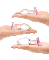 Glas - Heart Jewel Three Piece Glass Anal Plug Training Set (Clear) – product view 4