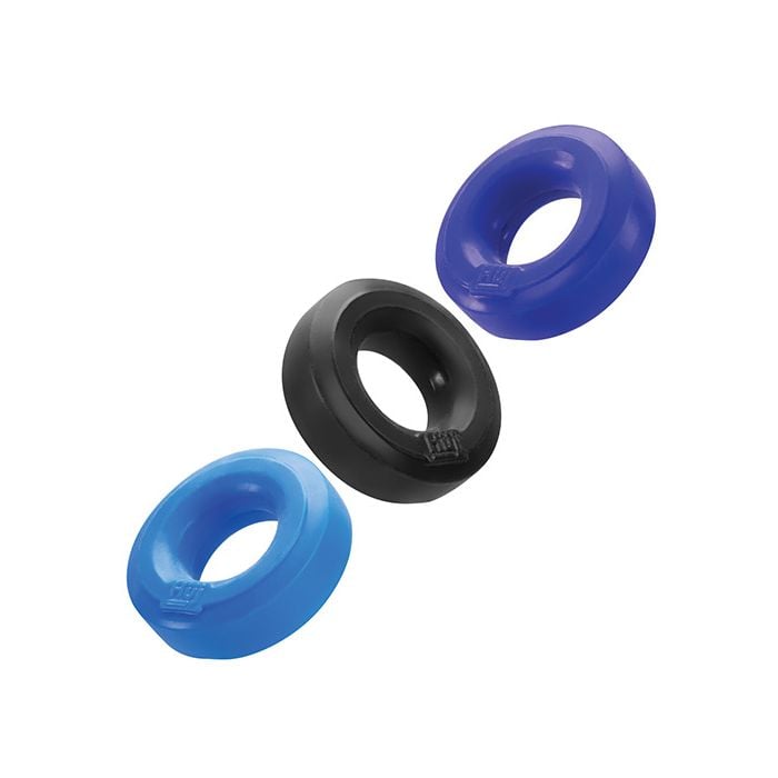 Hunky Junk - Cobalt Three Piece Stretch Cock Ring Set (Blue) – product view 3