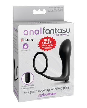 Pipedream - Anal Fantasy Ass-Gasm Vibrating Silicone Cock Ring & Anal Plug (Black) – product image