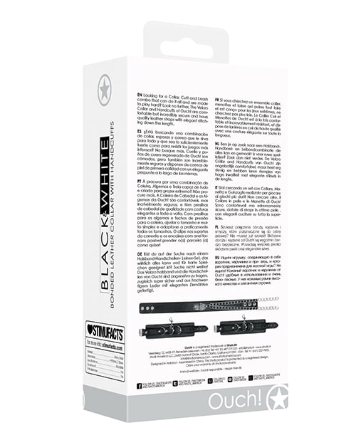 Shots - Ouch Bonded Leather Collar with Hand Cuffs (Black) – product view 2