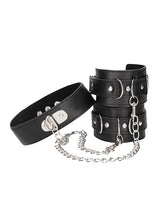 Shots - Ouch Bonded Leather Collar with Hand Cuffs (Black) – product view 4