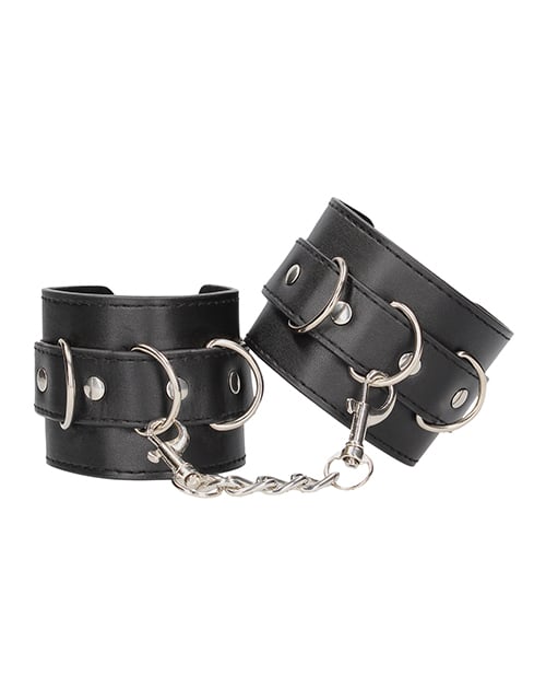 Shots - Ouch Bonded Leather Hand and Ankle Cuffs (Black) – product view 3