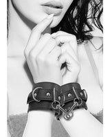 Shots - Ouch Bonded Leather Hand and Ankle Cuffs (Black) – product view 5