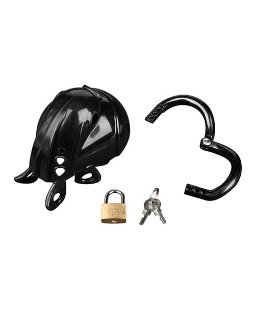 Blue Line - Full Restraint Silicone Cock and Balls Chastity Device (Black) BL1018 CherryAffairs
