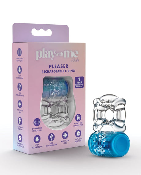 Blush Novelties - Play With Me Pleaser Rechargeable Vibrating Cock Ring CherryAffairs