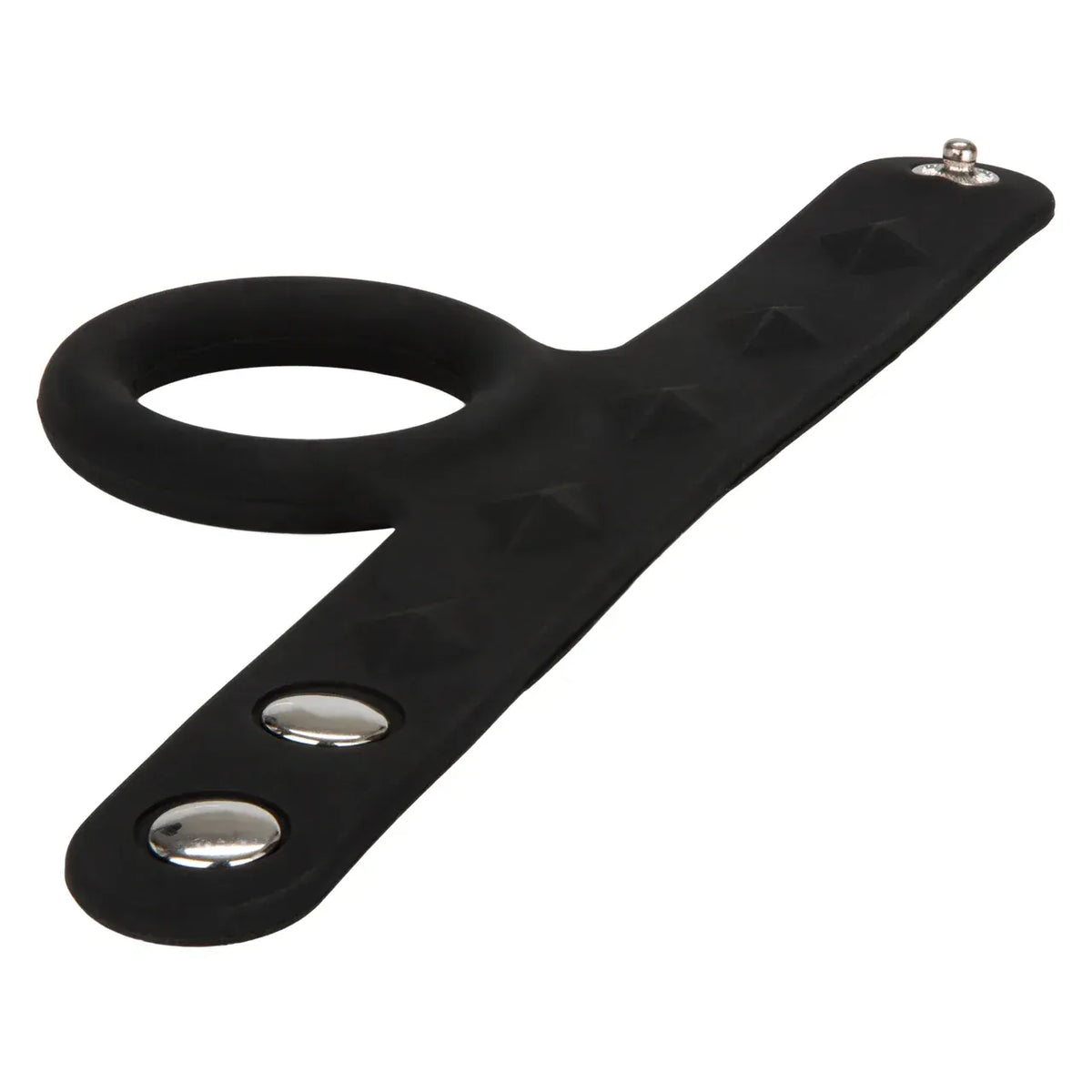 CalExotics - Silicone Tri-Snap Scrotum Support Cock Ring (Black) CE2179 CherryAffairs