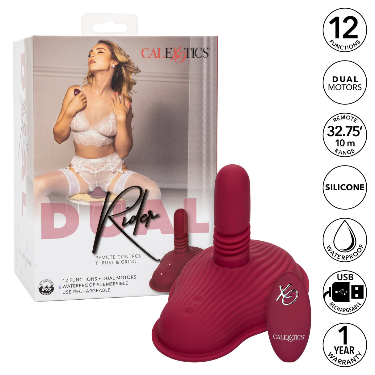 California Exotics - Dual Rider Remote Control Thrust & Grind Massager (Red) CE2015 CherryAffairs