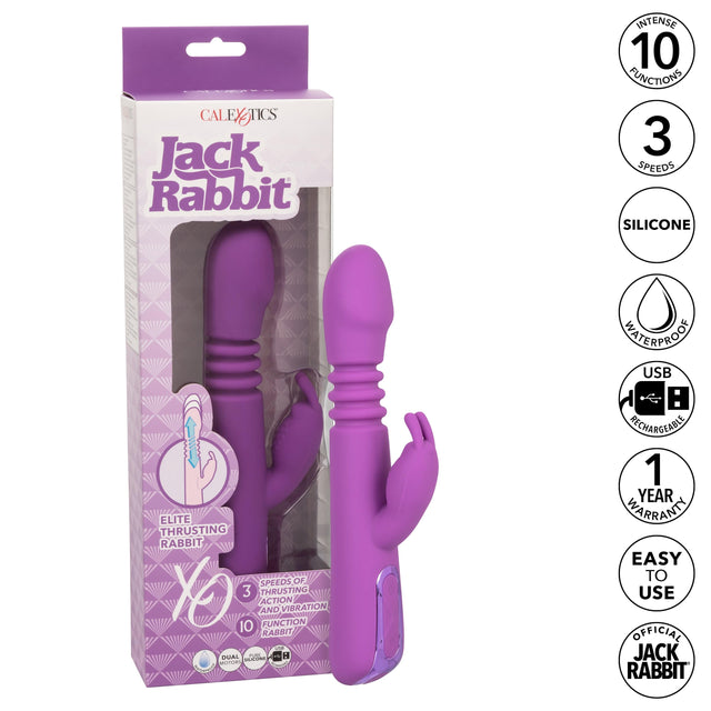 California Exotics - Jack Rabbit Elite Thrusting Rabbit Vibrator (Purple) CE2031 CherryAffairs