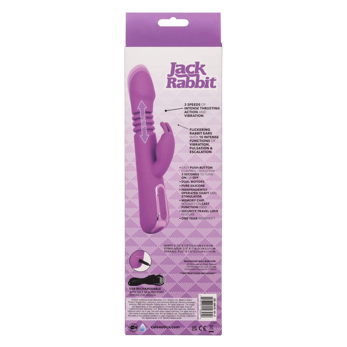 California Exotics - Jack Rabbit Elite Thrusting Rabbit Vibrator (Purple) CE2031 CherryAffairs