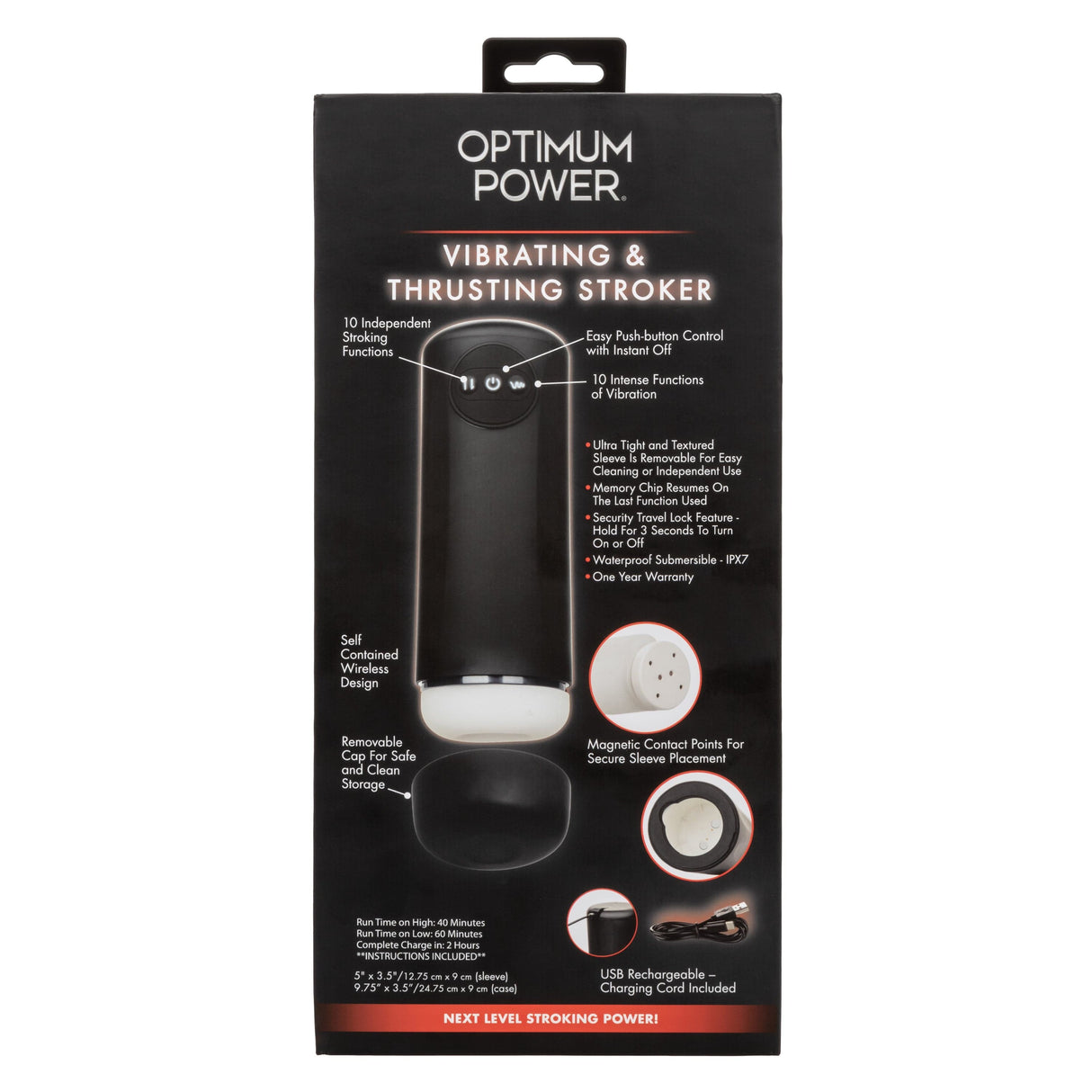 California Exotics - Optimum Power Vibrating and Thrusting Stroker Masturbator (Black) CE2022 CherryAffairs